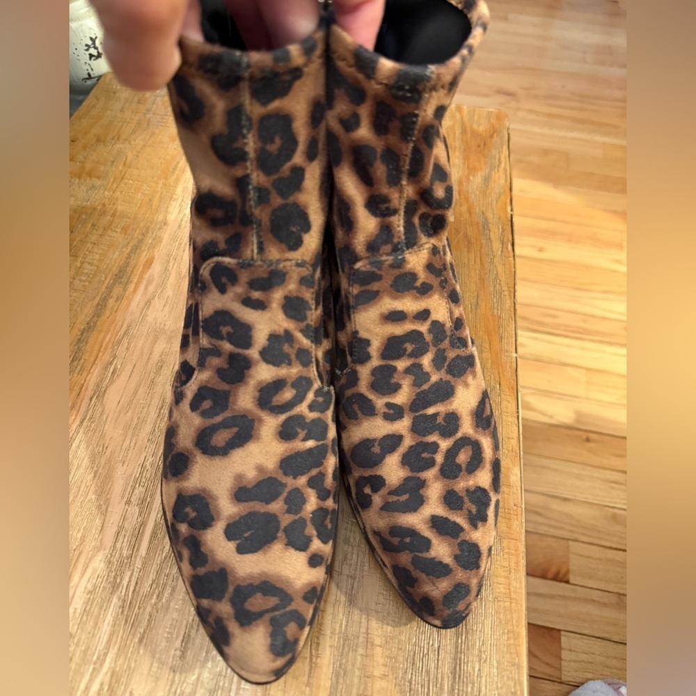 Marc Fisher Brown and Black Leopard Print Ankle Booties